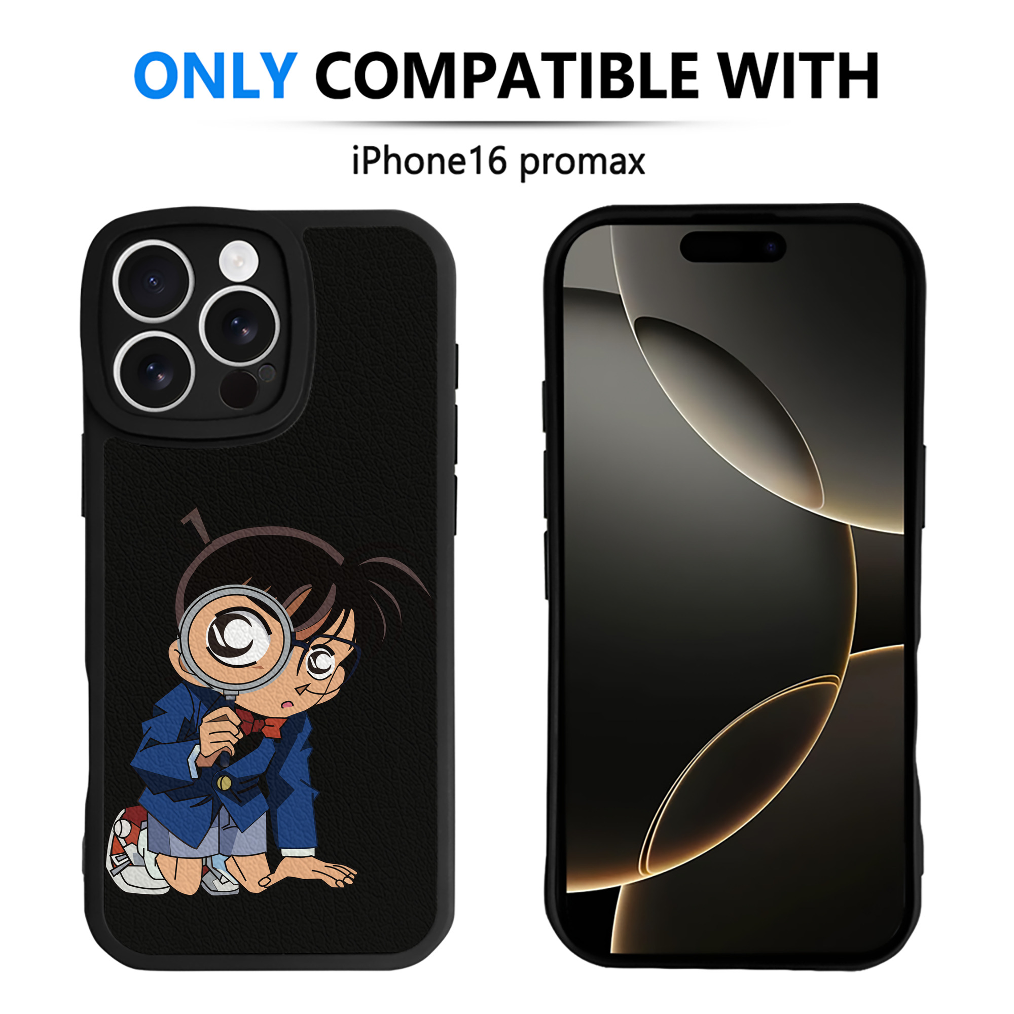 （画像用） 名探偵コナン 江戸川 コナン Detective Conan Conan Edogawa 【iPhone 16シリーズ対応】シリコンスマホケース（レザー調） 材質：シリコン